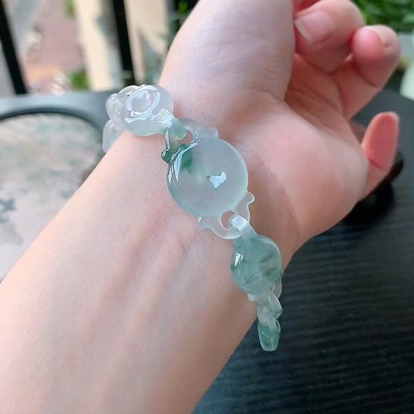 飘蓝花平安扣手链